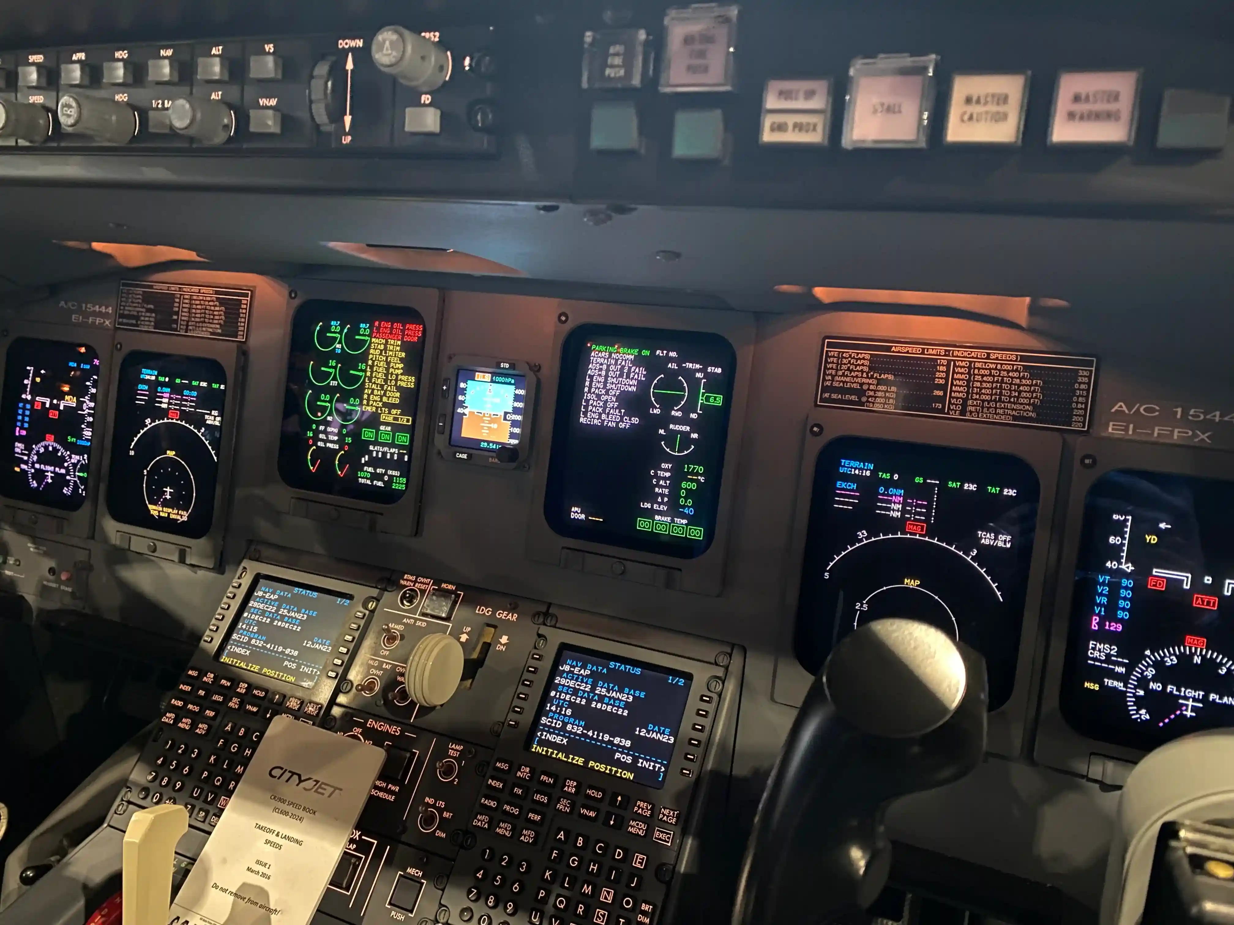 CityJet Embraer aircraft flightdeck close-up